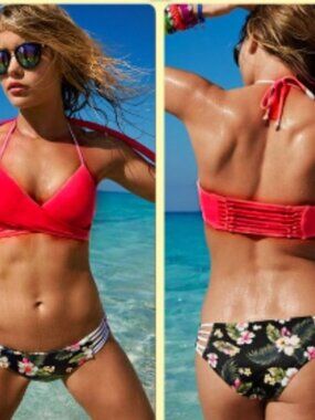 Victoria's Secret PINK | Red Knotted Back Body Wrap Bikini Top | Size Medium